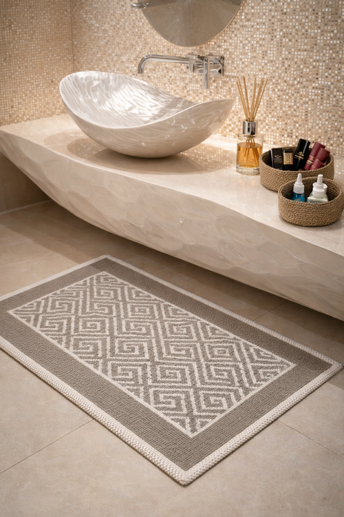 KADOSKY Bohem Serisi – 3 | Kaymaz Tabanlı Geometrik Banyo & Antre Paspası 60x100