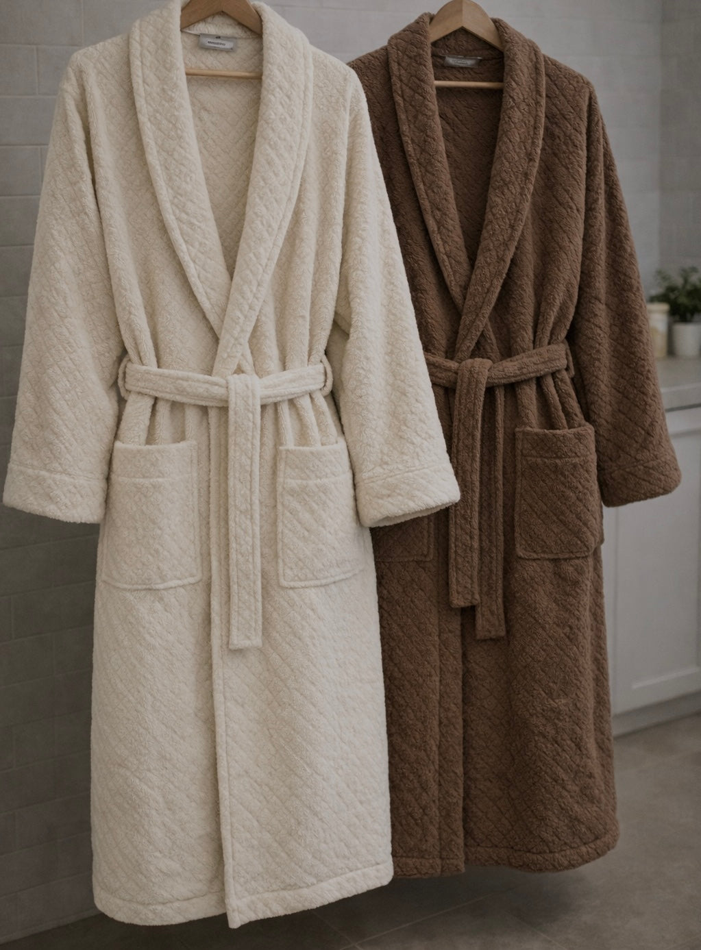 Bohem Serisi 4- 6’lı Çift Bornoz Ekibi (Kahve & Ekru)