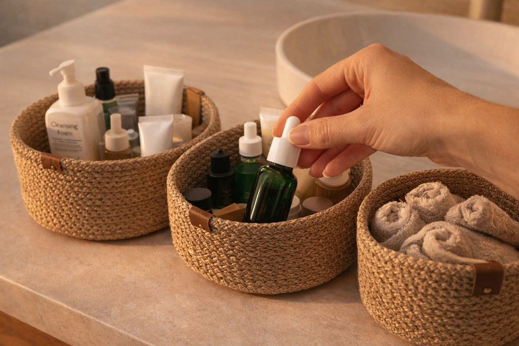 KADOSKY Bohem Serisi -2 Hasır Sepet 3’lü Organizer Set