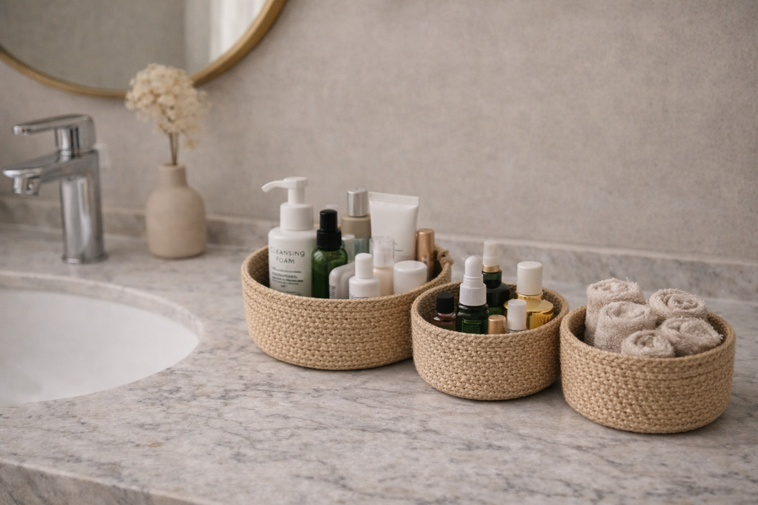 KADOSKY Bohem Serisi -2 Hasır Sepet 3’lü Organizer Set