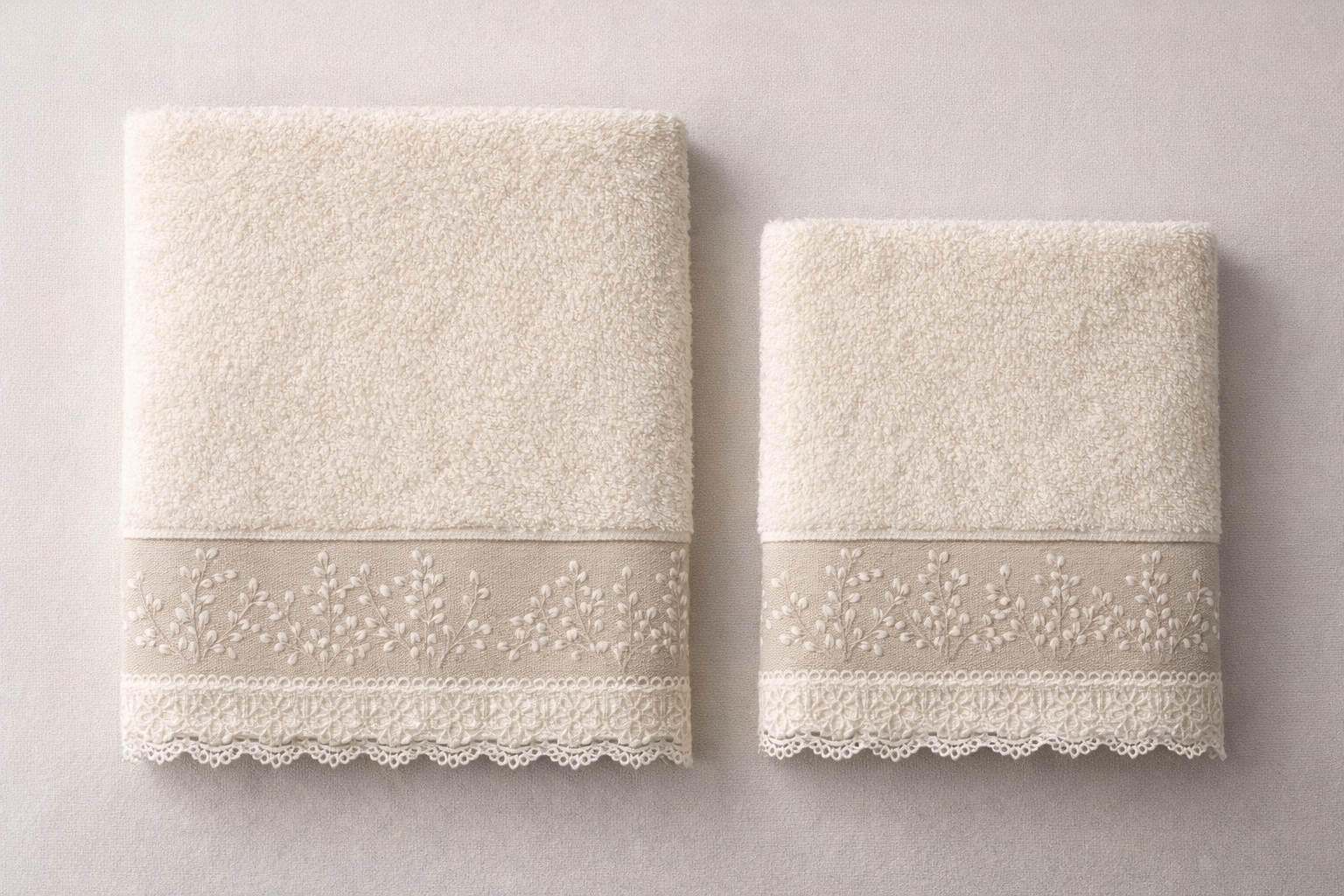KADOSKY Bohem Serisi -1 Ultra Yumuşak Dantelli Banyo Havlu Seti - Saf Pamuk (2’li Set)