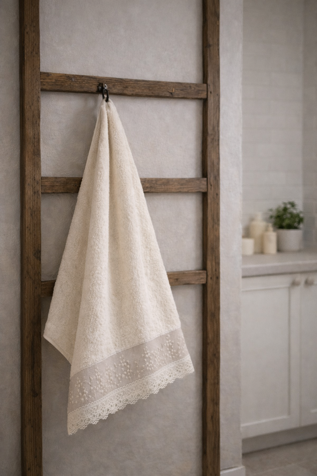 KADOSKY Bohem Serisi -1 Ultra Yumuşak Dantelli Banyo Havlu Seti - Saf Pamuk (2’li Set)