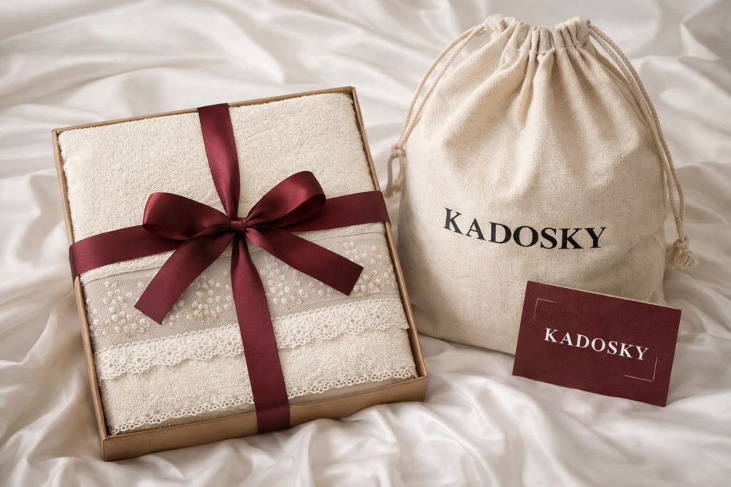 KADOSKY Bohem Serisi -1 Ultra Yumuşak Dantelli Banyo Havlu Seti - Saf Pamuk (2’li Set)